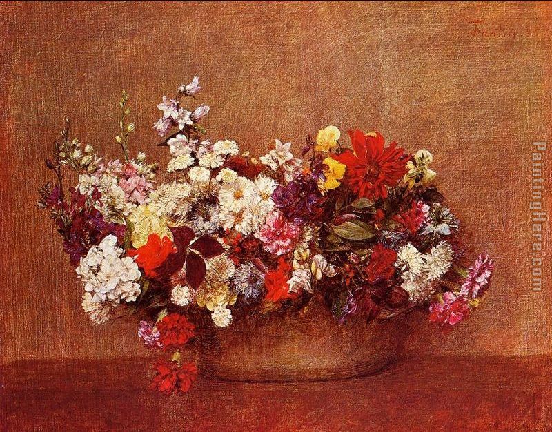 Flowers in a Bowl painting - Henri Fantin-Latour Flowers in a Bowl art painting